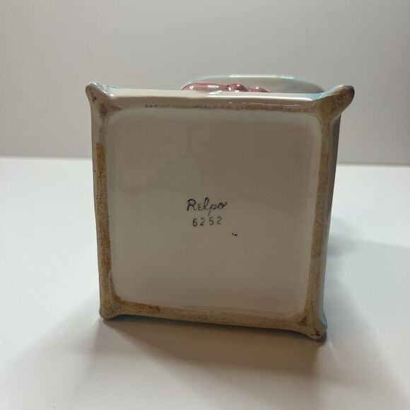 Vintage 1950s Relpo Nursery Planter Baby Blue Pink Teddy Highchair Vase - Picture 11 of 11